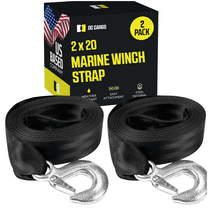 "DC Cargo Mall Marine Winch Strap -2 Pack | 2"" x 20' Long Boat Tie-Down Polyester Transom Straps for Securing Boats, Pontoons, Whalers, Jetskis, to Docks and Trailers | Winches & Bolts NOT Include"
