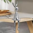 thumbnail image 4 of Sitting Rabbit Ornament Bunny Figurine for Bookshelf Living Abstract Art Simple Garden Room Bedroom Silver S, 4 of 9