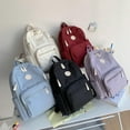 thumbnail image 7 of KOK-Preppy Backpack Cute Vintage Backpack Light Academia Aesthetic Backpack Solid Backpack Book Bags Laptop Backpack (Blue)-0516, 7 of 7