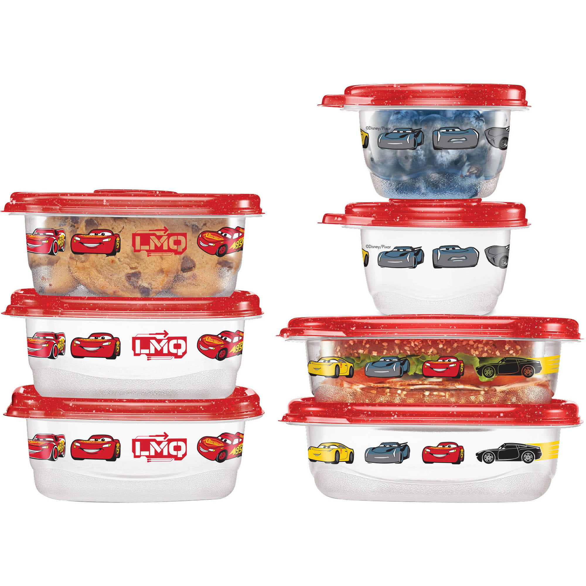 Snack Container DISNEY CARS Divider Round 7 Treat Storage Box S2