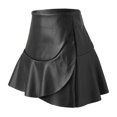 thumbnail image 4 of Leather Skirts For Women High Waist Ruffled Hem Mini Skirt With Short Vacation Holiday Female Dailywear, 4 of 9