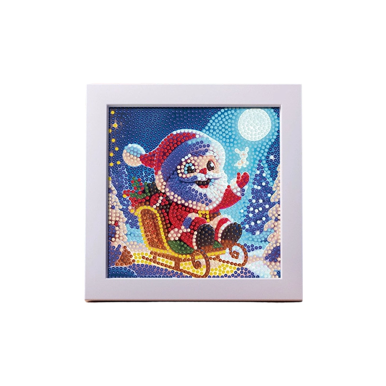 Christmas Art Kit with Frame 5D Round Full Drill DIY Paint by Number for Kids Adults Festive Holiday Wall Decor Handmade Craft Gift