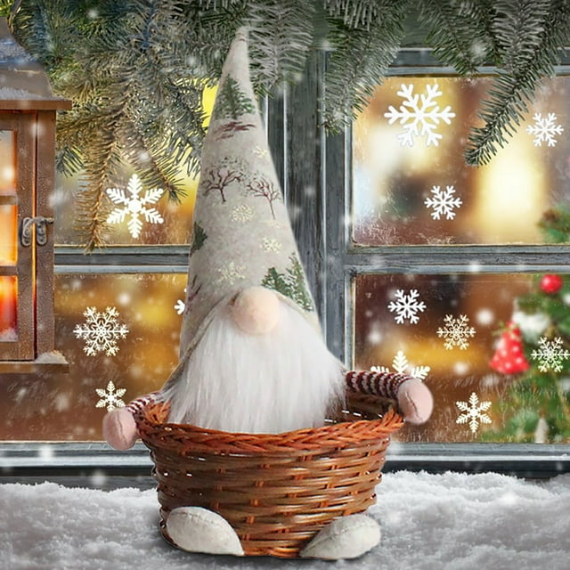 Adornos navideños, adornos navideños, regalos navideños, canasta de dulces navideños, muñeca sin rostro con dulces, canasta de frutas, decoración de muñeca, sombrero largo, canasta de frutas, manzanas
