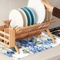 thumbnail image 7 of Blue Hydrangea Flowers Dish Drying Mat,Bird Drying Rack Pad Countertop Dishes Ultra Absorbent Microfiber Kitchen Counter Mat for Coffee Countertop Decor 18x24 Inch, 7 of 7