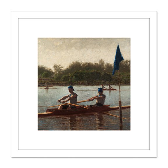Eakins Biglin Brothers Turning The Stake 8X8 Inch Square Wooden Framed Wall Art Print Picture with Mount