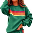 thumbnail image 2 of Tqcoqu Sweatshirt for Women with Rainbow Striped,Loose Fit Pullover Shirts Round Neck Long Sleeve Casual Tops Daily Wear, 2 of 5
