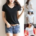 thumbnail image 4 of Ana Womens Basic Tees Shirt Solid Plain Top Short Sleeve Roundneck V Neck Top, 4 of 4