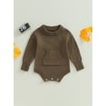thumbnail image 2 of Bagilaanoe Newborn Baby Boys Knitted Rompers Long Sleeve Bodysuit Sweater 3M 6M 12M 18M 24M Infant Fall Ribbed Knitwear, 2 of 8