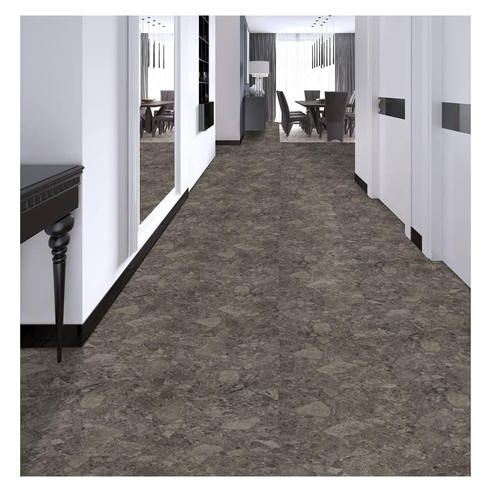 Brown Marble Brown Vinyl Floor Tiles Self Stick Peel Flooring 12" x 12", 1-Pack (20 Pieces)
