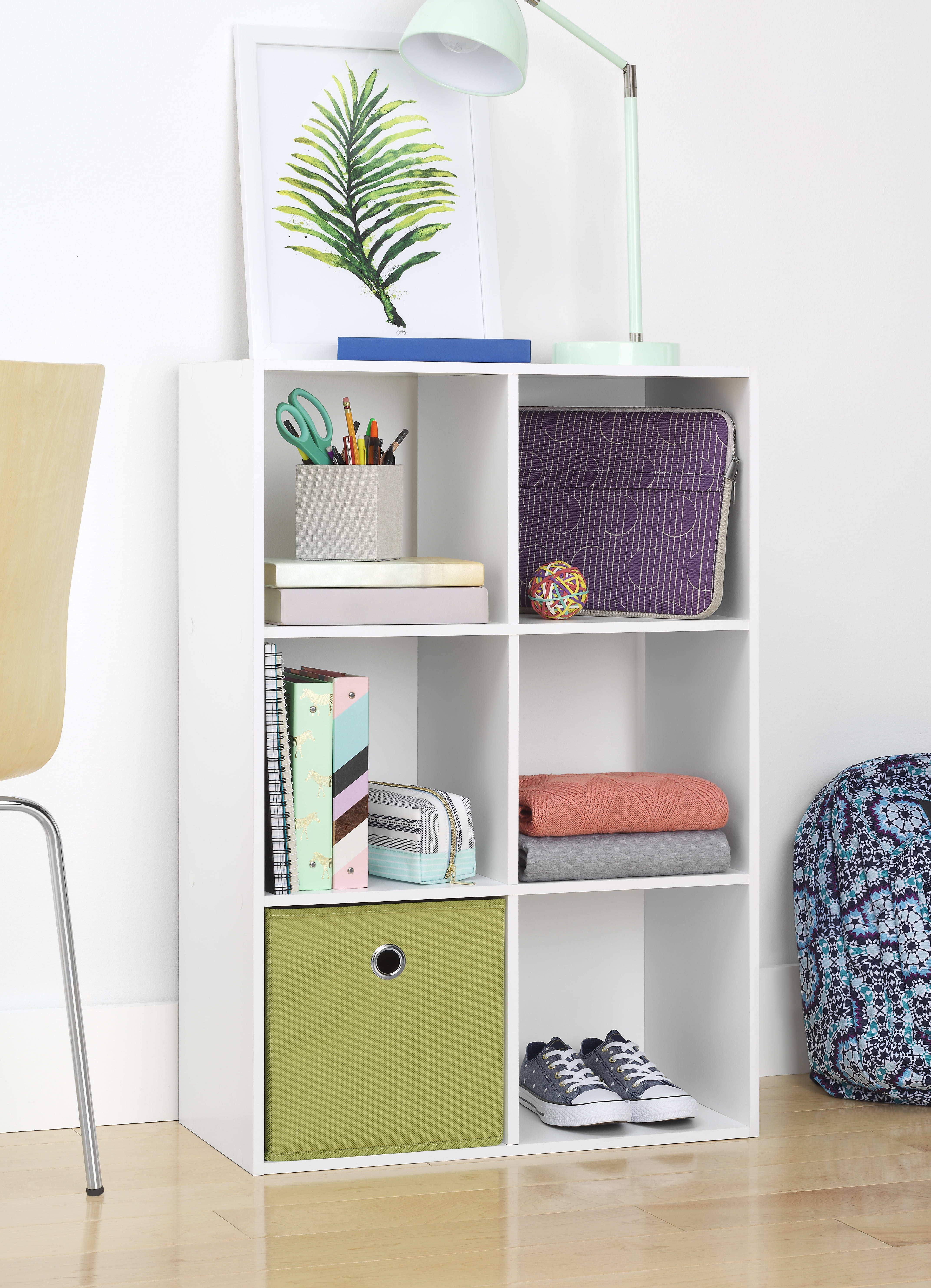 Whitmor 3 Shelf Cube Bookcase Organizer - 6 Section - White - Adult Use