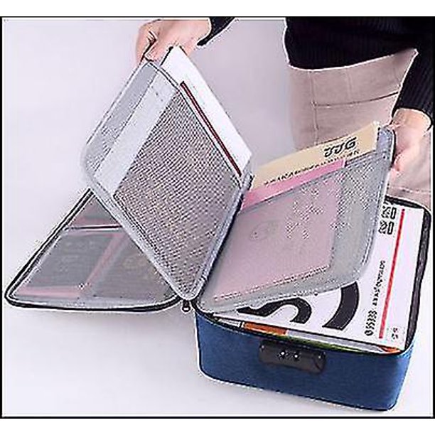 Bolsa para billetes de documentos Organizador de documentos de certificado de gran capacidad Viaje familiar 1 pieza Oscuro