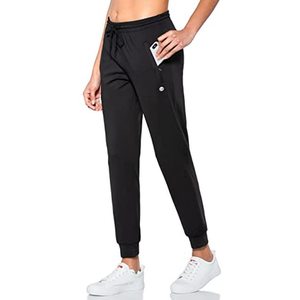 Women's Joggers Pants with Zipper Pockets Tapered Running Sweatpants for  Women Lounge, Jogging (Black, Medium)
