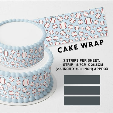 Baseball Pattern Strips Edible Icing Printed Cake Wrap Strips Topper Ribbon Border