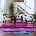 thumbnail image 5 of Blue Pink Round Rug 5ft Washable Circle Kitchen Rugs Non Slip Gradient Color Block Abstract Modern Painting Large Area Rug Indoor Floor Carpet for Bedroom Living Room Home Office Dining Room Nursery, 5 of 8