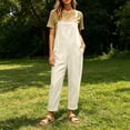 thumbnail image 7 of Fnooota Women's Overalls with Pockets, Adjustable Straps Loose Fit Casual Cotton Linen Summer Jumpsuits White Size S, 7 of 7