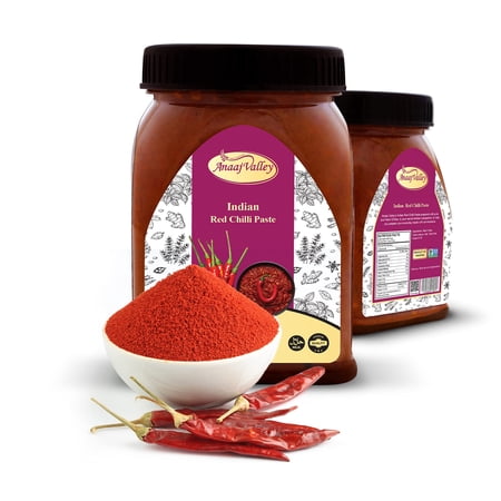 ANAAJ VALLEY Red Chili Paste – 350g Indian Red Chili Paste – Spicy Red Chile Powder - Red Pepper Paste – Adds Taste and Flavor in Food – Spicy & Delicious – Fresh & Aromatic – Natural | Gluten Free