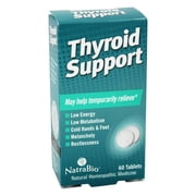 NatraBio Thyroid Support Homeopathic Tablets | May Temporarily Help Relieve Low Energy & Metabolism, Melancholy & Restlessness | Quick Dissolve | 60ct
