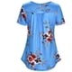 thumbnail image 3 of Camiseta estampada Mujer Verano Cuello redondo Blusa de manga corta Top suelto, Azul, M Methold AP001352-22, 3 of 7