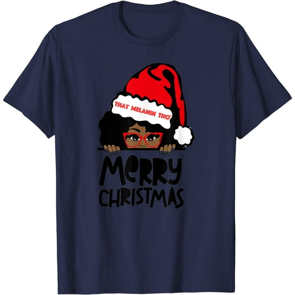 That Melanin Merry Christmas Mrs. Claus Black Peeking Santa