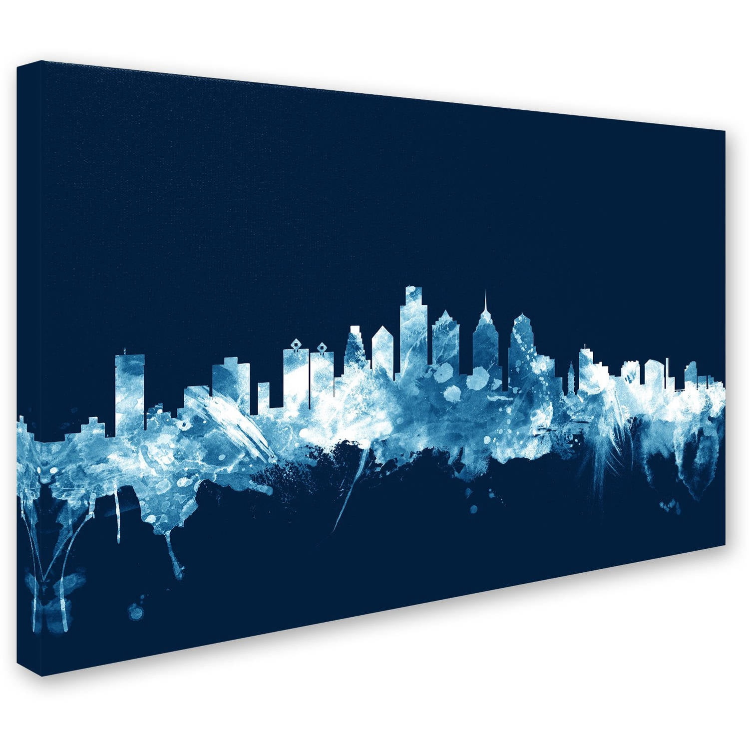 Trademark Fine Art "Philadelphia PA Skyline Navy" Canvas Art by Michael Tompsett
