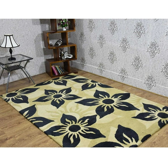 Rugsotic Carpets Hand Tufted Wool Eco-Friendly Area Rugs - 5'x7'6'', Rectangle, Multicolor, Modern Contemporary Design, High Pile Handmade Anti Skid Rugs for Living Room, Bed Room (K03127)