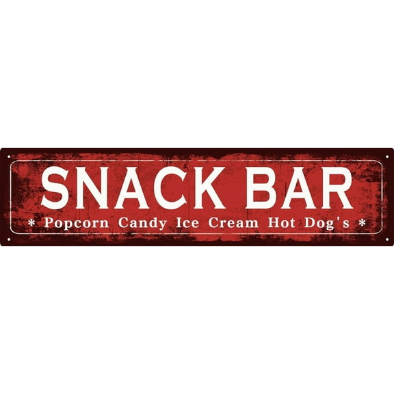 Vintage Tin Sign Retro Metal Snack Bar Signs Stylish Wall Art Plaques for Home Decor 16x4 in