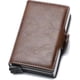 thumbnail image 1 of Tarjetero, tarjetero para hombre, tarjetero delgado con bolsillo frontal, antirrobo, RFID, billetera de viaje automática emergente para hombre, cuero café, billetera delgada, 1 of 4