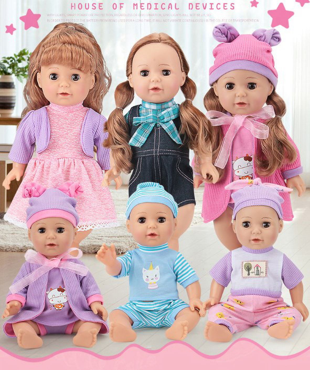 14 Inch Interactive Baby Doll Blinks Drinks Eats Pees. with Different Accessories Pretend Play Preschool Toys Gift Walmart