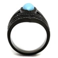 thumbnail image 3 of Womens Black Aquamarine Ring Anillo Para Mujer Stainless Steel Ring with Synthetic Turquoise in Sea Blue Alouette, 3 of 4