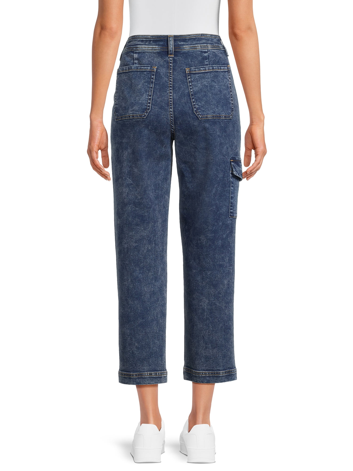 Time and Tru Women's Mid Rise Straight Utility Pants, 27" Inseam