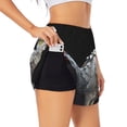 thumbnail image 3 of Lsque White Red Cockatoo Printed Women's Running Shorts with Liner Pockets,Elastic Quick Dry Workout Athletic Gym Yoga Shorts,Womens High Waist Shorts-Large, 3 of 9