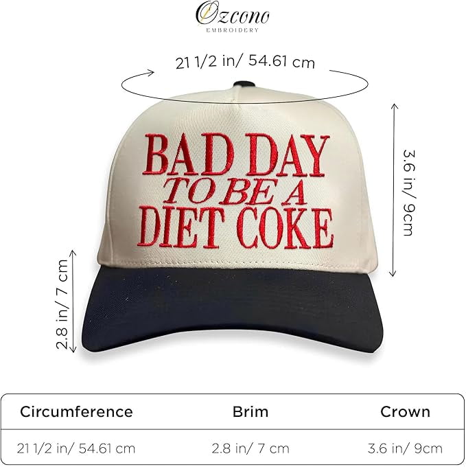 Bad Day To Be A Diet Coke Hat, Funny Hat, Embroidered Trucker Hat, Hats for Women, Party Hat, Gifts for Her