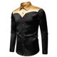 thumbnail image 1 of Blusa y camisa de manga larga con cuello vuelto para hombre, blusa informal de moda con botones y retazos, blusa de manga larga con cuello vuelto, blusa de poliéster para hombre, 1 of 7