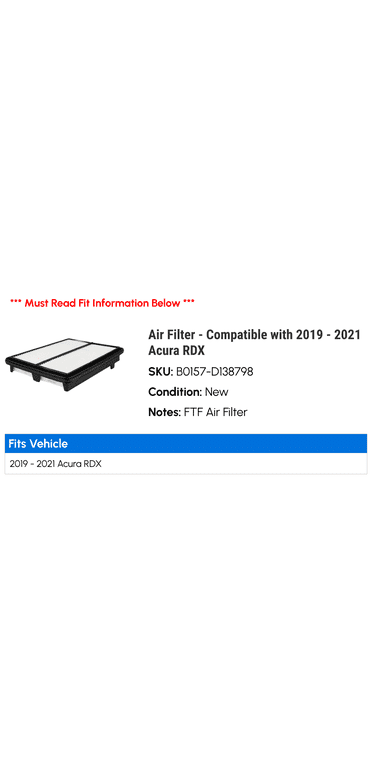 Excel Engine Air Filter & Cabin Air Filter Set For 2019-2020 Acura RDX - Replaces 17200-5MS-H00 & 80292-TF0-G01