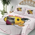 thumbnail image 3 of Ambesonne Emoji Fitted & Top Sheet Set with Sham, Antique Feels Silhouettes Art, White Mustard Dark Pink, 3 of 5