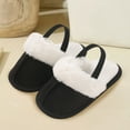thumbnail image 2 of Quealent Baby House Slippers Toddlers Infants Fuzzy Slippers 0-18 Months Boys Girls Cozy Fleece Shoes with Heel Strap Black for Size 3.5, 2 of 7
