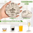 thumbnail image 3 of Coil Coasters Set of 6，Coffee Time Now3.94-inch diameter printed on one side, non-slip, heat-insulating, moisture-wicking home accessory., 3 of 7