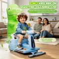 thumbnail image 2 of 12V Power Ride On Toy with Remote Control, 360° Spin Scooter Ride On Cars for Kid with Bluetooth Music, Indoor Floor Mop & Inflatable Dinosaur, Battery Powered Ride On Cars for Toddlers Age 2-4, Blue, 2 of 9