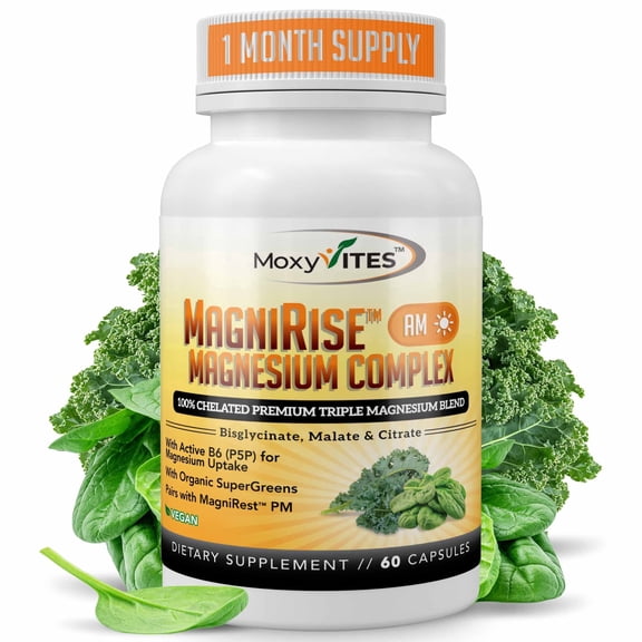 MoxyVites MagniRise Magnesium Complex for Energy, Heart, Bone Health, 60 Count