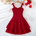 thumbnail image 6 of Spazoro Girls Off Shoulder Dress, Spaghetti Straps High Waist Sleeveless Formal Party Dress for Kids Red Size 10, 6 of 9