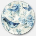 thumbnail image 1 of Designart 'Indigold Bird Cottage Family II' Art Mural Rond en Métal Style Ferme, 1 of 3