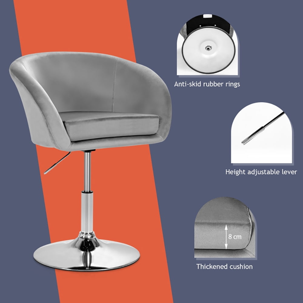 Finihen Modern Vanity Chair, 360 Degree Swivel Makeup Stool Accent Chair with Round Back and Metal Base, Makeup Chair for Living Room Bedroom Lounge Pub, Gray Finihen Modern Vanity Chair, 360 Degree Swivel Makeup Stool Accent Chair with Round Back and Metal Base, Makeup Chair for Living Room Bedroom Lounge Pub, Gray