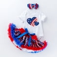 thumbnail image 2 of TOWED22 4th of July Baby Girl Outfits Summer Clothes Newborn Ruffled Romper American Flag Dress with Bow Headband 0-18 Months(Red,3-6 M), 2 of 4