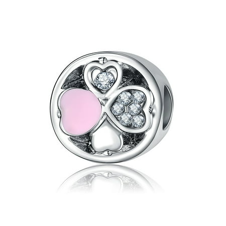 Elegant Round Shape - Elegant Round Clover Pendant Simple Heart Shape Shimmer Rhinestone Pendant (without Chain)