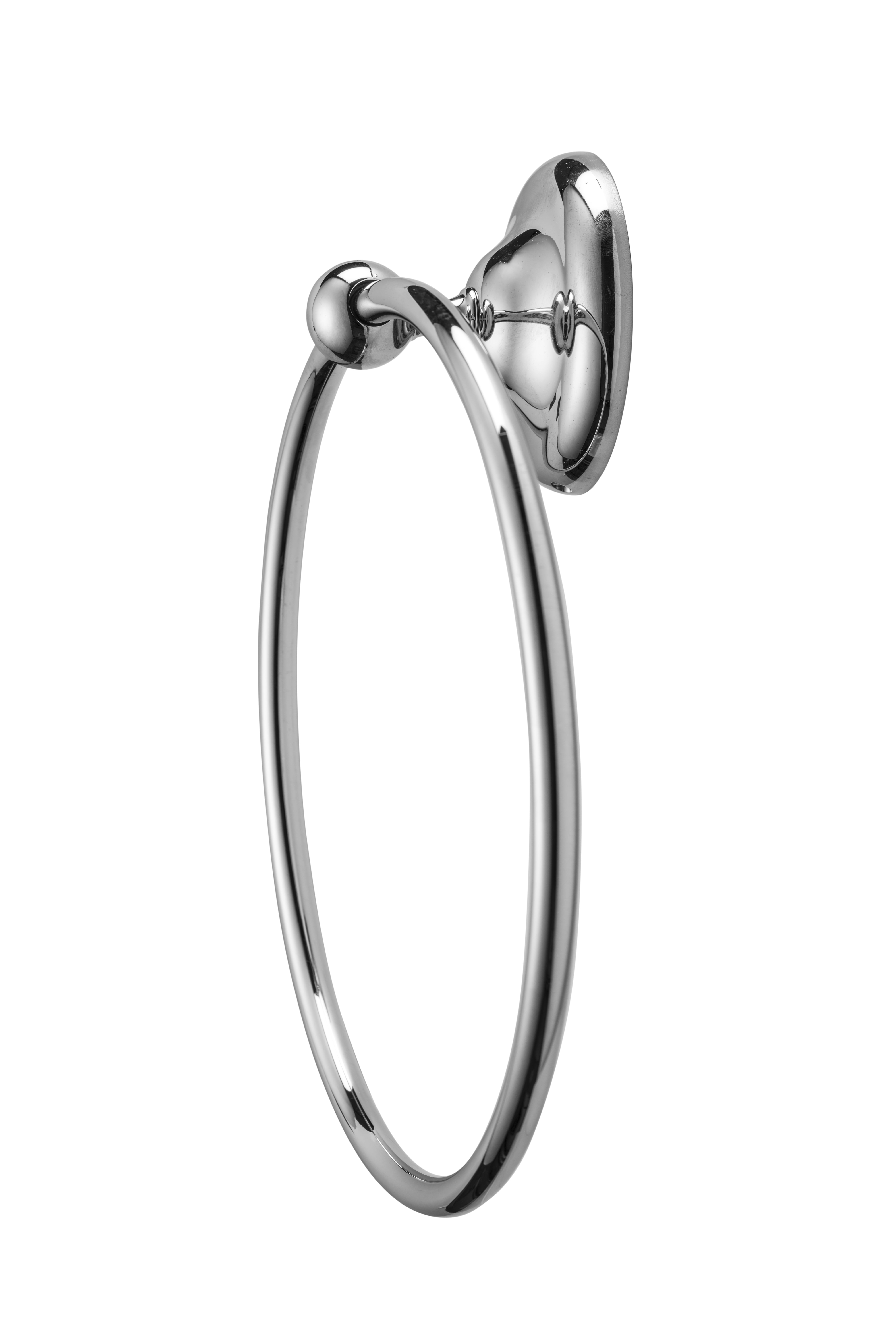 Croydex Grosvenor Flexi-Fix Screw or Glue Towel Ring, Chrome