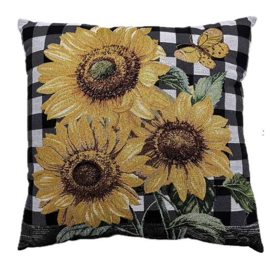 Briarwood Lane Fall Indoor Pillow 18x18 Checkered Sunflowers Summer For Fall Pillow