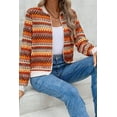 thumbnail image 6 of Women's Orange Boho Striped Zip Up Long Sleeve Jacket - Stylish and Versatile Outerwear - [ZhiHiMeRi] | (US 12-14)L, 6 of 12