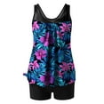 thumbnail image 5 of Busydd 2 Piece Swimsuit for Women Fashion Floral Print Womens Bathing Suits Tankinis Round Neck Built in Bra Tank Tops and Boyshorts Women Beach Fashion XL, 5 of 6