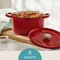 thumbnail image 3 of The Pioneer Woman 5-Quart Enamel Cast Iron Dutch Oven with Lid,  Red, 3 of 16
