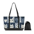 thumbnail image 7 of FORMRS Canvas Laptop Tote Bag for Women with 15.6" Computer Compartments Shoulder Handbag, Blue Cats and Hearts, 7 of 7
